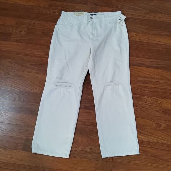 DL1961 Patti Straight High Rise Vintage ankle White Distressed Denim Jeans 32